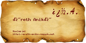 Éreth Anikó névjegykártya